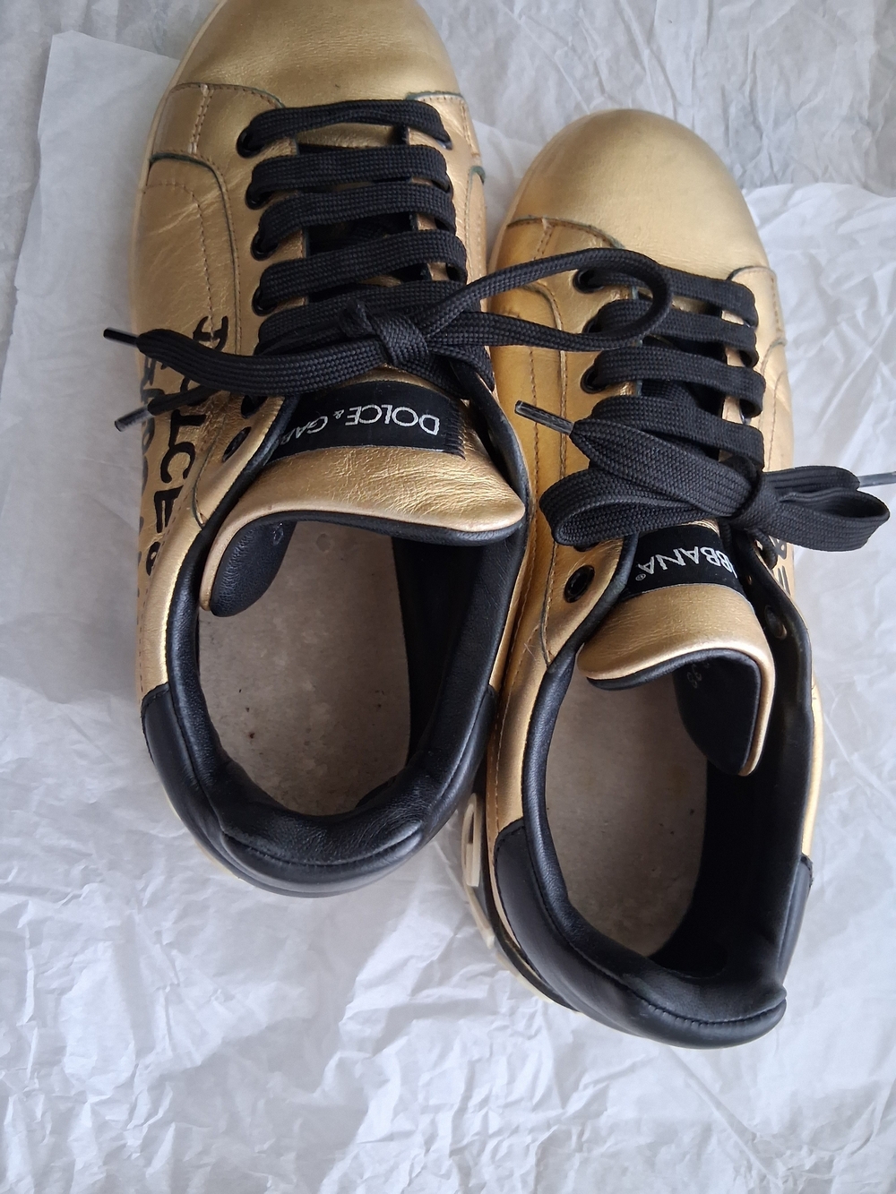 Dolce & Gabbana Women's Gold Leather Sneakers